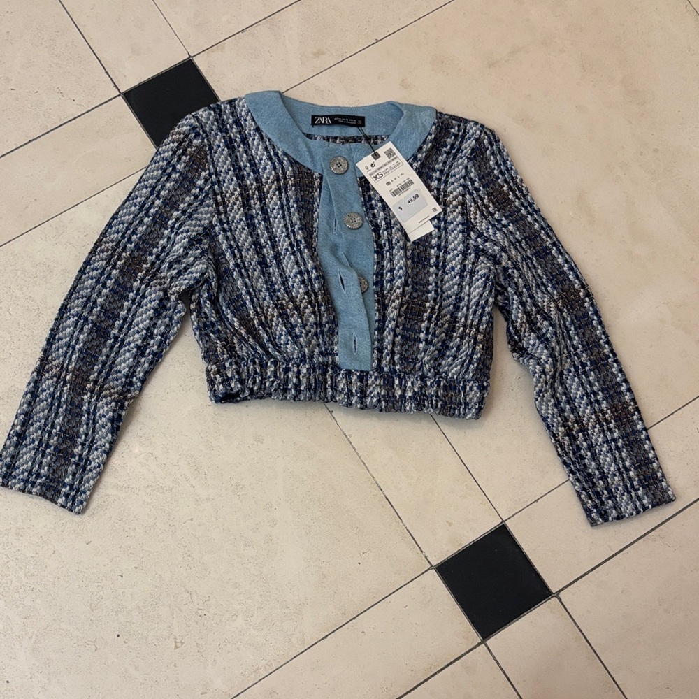 NWT Zara Multicolor Plaid Button-Up Cardigan